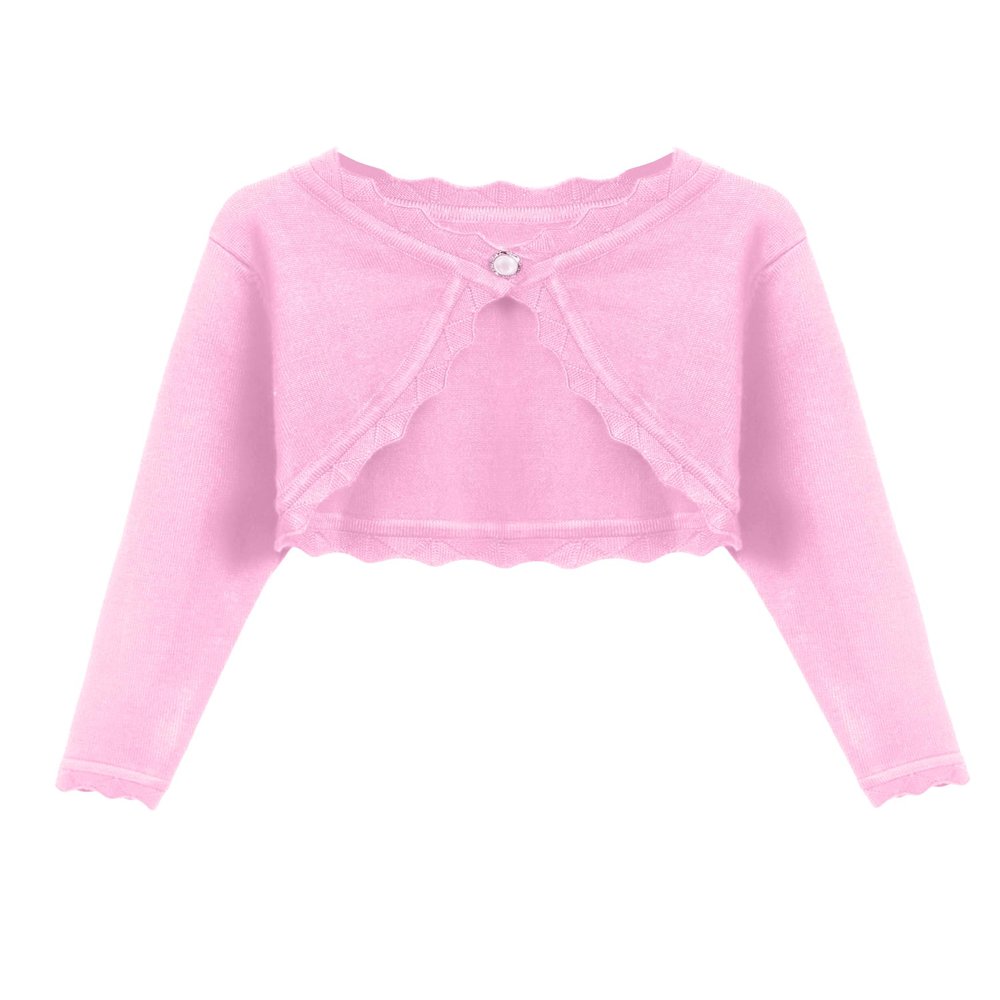 Arshiner Girl's Open Front Cardigan Long Sleeve Knit Sweaters Kids Solid Cute Casual Shrug Pink