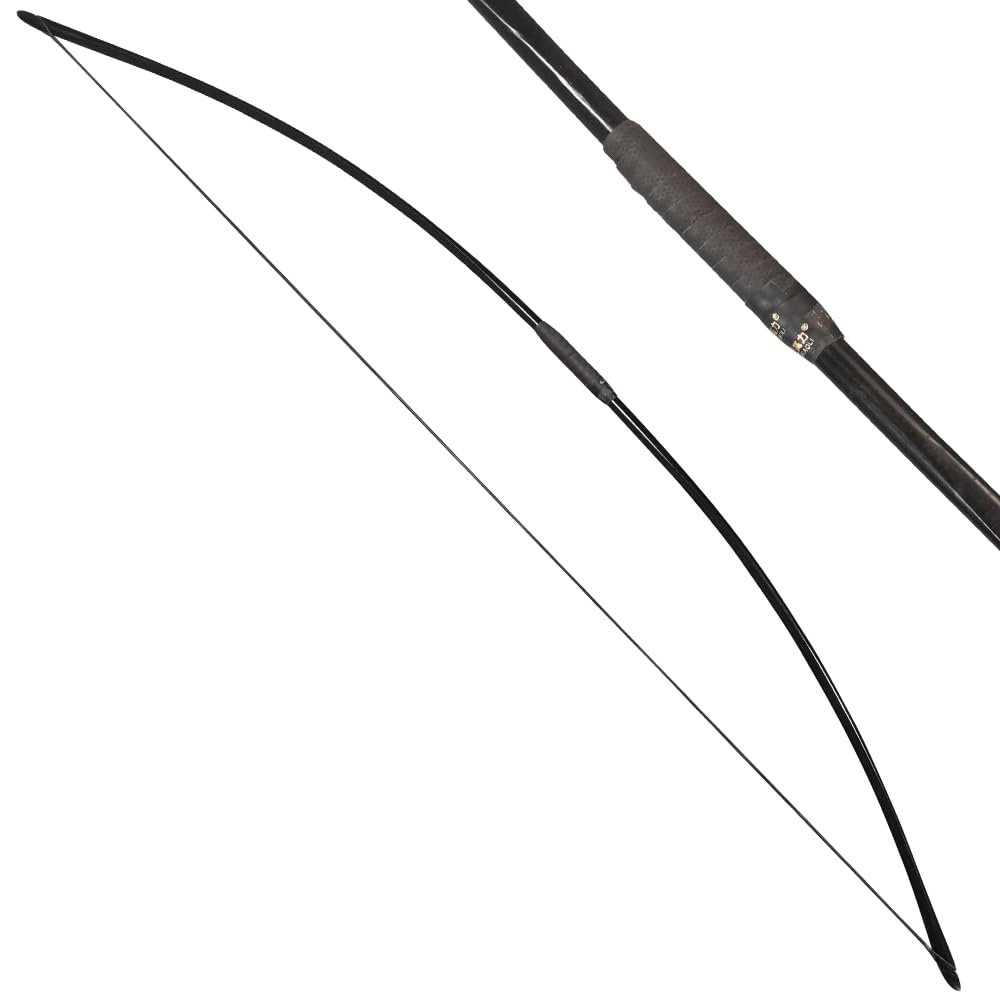 ZSHJGJR 66" Archery Traditional Hunting English Longbow 25-150LBS One-Piece Recurve Bow Straight Bow Right/Left Handed for Outdoor Hunting Target Shooting (Black, 110lbs)