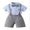 Boarnseorl Baby Boys Gentleman Outfits Suit Set,Shirt+Shorts+Bow Tie+Suspenders,6-9 Months view 1