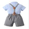 Boarnseorl Baby Boys Gentleman Outfits Suit Set,Shirt+Shorts+Bow Tie+Suspenders,6-9 Months view 2