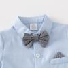 Boarnseorl Baby Boys Gentleman Outfits Suit Set,Shirt+Shorts+Bow Tie+Suspenders,6-9 Months view 3