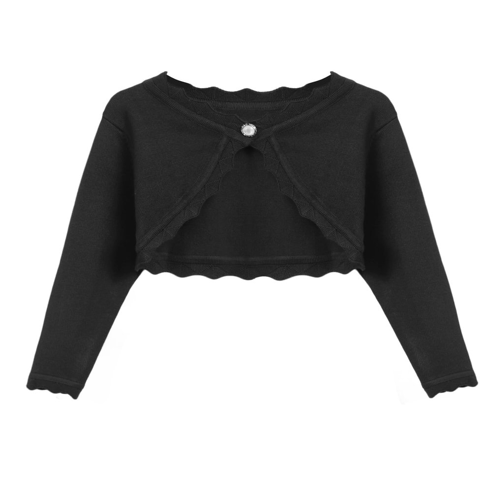 Arshiner Girls Cardigan Sweaters Shrug Crewneck Button Front Outerwear Black for 7-8 Years