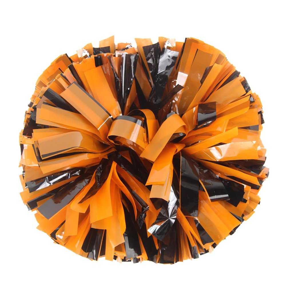 Lovecheer 2PCS Pom Poms Cheerleading Orange and Black Cheer Pompoms Team Spirit Basketball Hockey Baseball Sporting Events Halloween Party Cheering