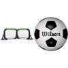 Sport Squad Portable Soccer Goal Net Set - Set of Two 4' Pop Up Training Soccer Goals with Compact Carrying Case - Easy Assembly and Compact Storage & Wilson Traditional Soccer Ball - Black/White view 1