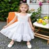 AGQT Toddler Girls Summer Ruffle Dress Sleeveless Flower Girls Birthday Party Dress Solid White Size 4-5T view 2