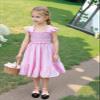 AGQT Toddler Girls Summer Ruffle Dress Sleeveless Flower Girls Birthday Party Dress Solid Pink Size 3-4T view 3