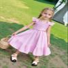 AGQT Toddler Girls Summer Ruffle Dress Sleeveless Flower Girls Birthday Party Dress Solid Pink Size 3-4T view 4