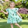 AGQT Girls Ruffle Dress Flutter Sleeve Summer Dress Flower Girls Swiss Dots Flowy Pleated Party Dress Green-Red Blue Flower Size 11-12T view 4