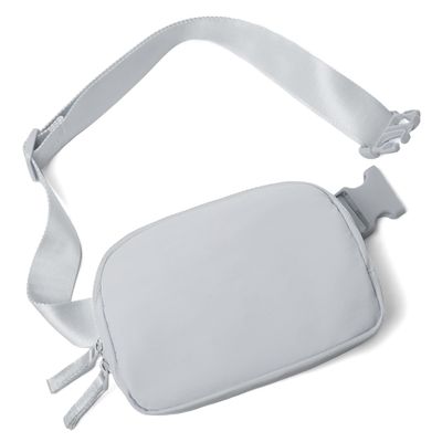 Belt Bag for Women Two-Way Zipper Fanny Pack Crossbody Bags for Women Fashion Waist Packs Cross Body Fanny Pack with Adjustable Strap Gifts for Teen Girls (Light Grey)