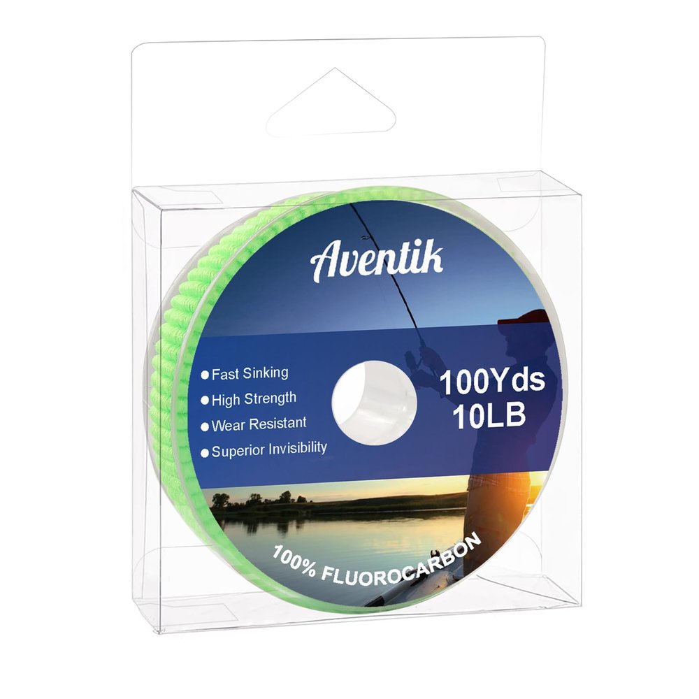 Aventik Pure Clear Fluorocarbon Fishing line Fishing Tippet Leader Line Sinking Fast Ultra-Low Visibility High Abrasion Resistance for Saltwater Freshwater (10LB(4.5KG)-100Yards)