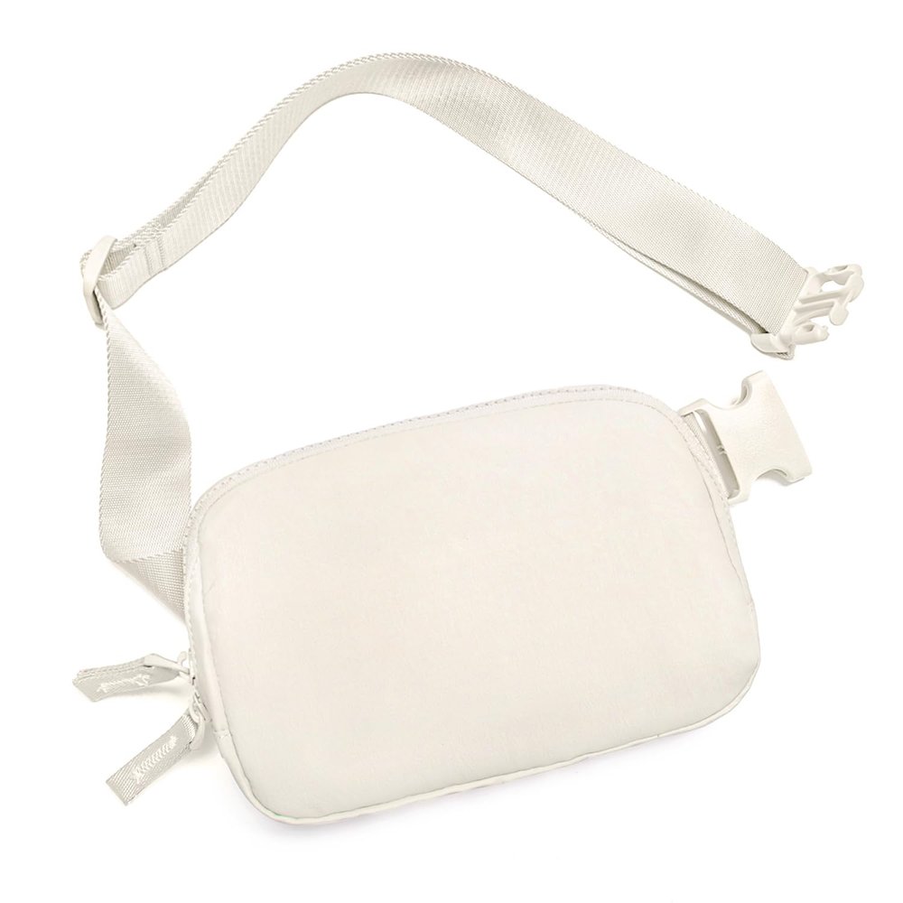Belt Bag for Women Two-Way Zipper Fanny Pack Crossbody Bags for Women Fashion Waist Packs Cross Body Fanny Pack with Adjustable Strap Gifts for Teen Girls (Ivory)