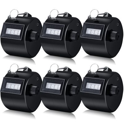 TOODOO 6 Pack Hand Tally Counter 4 Digit Mechanical Palm Clicker Plastic Hand Held Counter Clicker with Metal Finger Ring for School Golf Sports Events Office Stadium(Black)