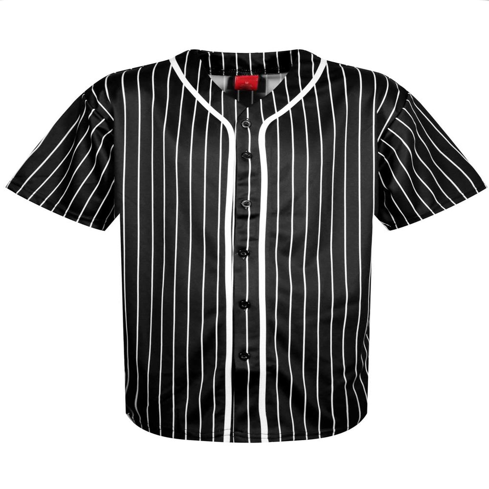 AIRNINE Men's Bandana Print Baseball Jersey Button Down Shirts (S to 5XL) (Black_J44, 3X-Large)