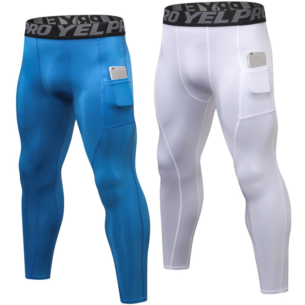 SPVISE 2 Pack Compression Pants for Men Athletic Tight Leggings Workout Base Layer Bottoms for Running Gym Yoga Basketball