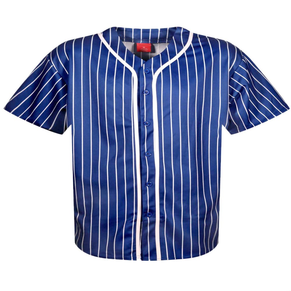 AIRNINE Men's Bandana Print Baseball Jersey Button Down Shirts (S to 5XL) (Blue_J44, Small)