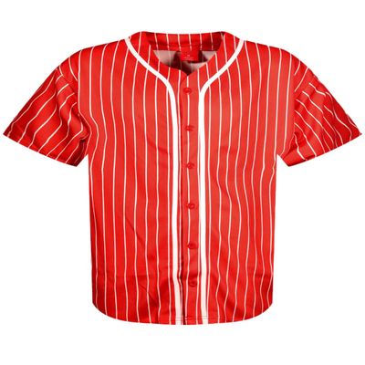 AIRNINE Men's Bandana Print Baseball Jersey Button Down Shirts (S to 5XL) (Red_J44, 4X-Large)
