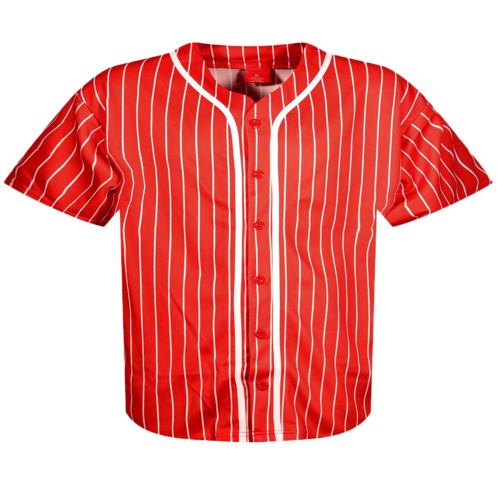 AIRNINE Men's Bandana Print Baseball Jersey Button Down Shirts (S to 5XL) (Red_J44, 4X-Large)