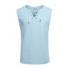 Running Shirts For Men, Sleeveless Shirts Men Mens Shirts Tanks With Pockets Men's Casual Loose Cotton Linen Shirts Colour Shirt Blouse Vest Beach Shirts Tops Cotten Tank Tops (M, 1-Light blue) Ymosrh view 3
