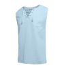 Running Shirts For Men, Sleeveless Shirts Men Mens Shirts Tanks With Pockets Men's Casual Loose Cotton Linen Shirts Colour Shirt Blouse Vest Beach Shirts Tops Cotten Tank Tops (M, 1-Light blue) Ymosrh view 4