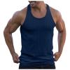 Ymosrh Running Shirts for Men, Mens Undershirts Sleeveless Men Tshirts White Tank Tall Men's Solid Color Tightening Spring/Summer Knit Vertical Stripe Bodybuilding Fitness Vest I-Line (XL, Navy-1) view 1