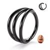 FUNLMO Nose Ring Set - Septum, Tragus, Helix, Conch, Daith & Rook Piercing Jewelry - 316L Surgical Steel, Black 8mm Triple Hoop Cartilage Earring view 1