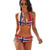 Norway Flag Women Two Piece Swimsuit Sexy Swimwear Tie Side Triangle Bikini Sets 2XL view 1