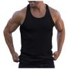 Ymosrh Mens Tank Top, Top Men Sleeveless Undershirts for A-Shirt Tank Top Men's Solid Color Tightening Spring/Summer Knit Vertical Stripe Bodybuilding Fitness Vest I-Line Under Shirts (XXL, Black-1) view 1