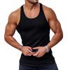 Ymosrh Mens Tank Top, Top Men Sleeveless Undershirts for A-Shirt Tank Top Men's Solid Color Tightening Spring/Summer Knit Vertical Stripe Bodybuilding Fitness Vest I-Line Under Shirts (XXL, Black-1) view 2