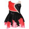 Shinsto Girls Sleeveless Figure Ice Skating Dress Sparkle Rhinestone Gymnastic Leotard Competition Costume Black&Red 16 Years view 1