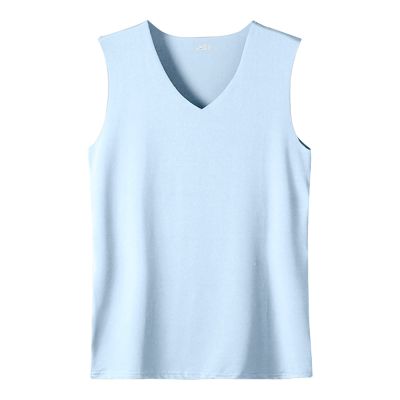 Mens Tank Top Undershirt, Athletic Shirts For Men Basketball Shirts Tanktop Gym Men's Summer Ice Silk Traceless Thin Breathable Color V-Neck Sleeveless Top Shirts & Tees White (3XL, Light blue) Ymosrh