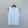 Mens Tank Top Undershirt, Athletic Shirts For Men Basketball Shirts Tanktop Gym Men's Summer Ice Silk Traceless Thin Breathable Color V-Neck Sleeveless Top Shirts & Tees White (3XL, Light blue) Ymosrh view 2