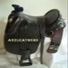 AMAZING HORSE STUFF Australian Stock Black Leather Saddle with Girth 16" to 20" Seat | Cow Soft Brown Leather Seat | Solid Brass Fittings | Black & Brown 18" view 1