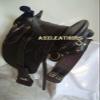 AMAZING HORSE STUFF Australian Stock Black Leather Saddle with Girth 16" to 20" Seat | Cow Soft Brown Leather Seat | Solid Brass Fittings | Black & Brown 18" view 3