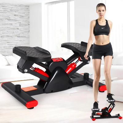 Stair Stepper for Exercise, Mini Steppers with Resistance Band, Hydraulic Mute Stepper with LCD Monitor and Resistance Bands for Home Gym Workout,Red