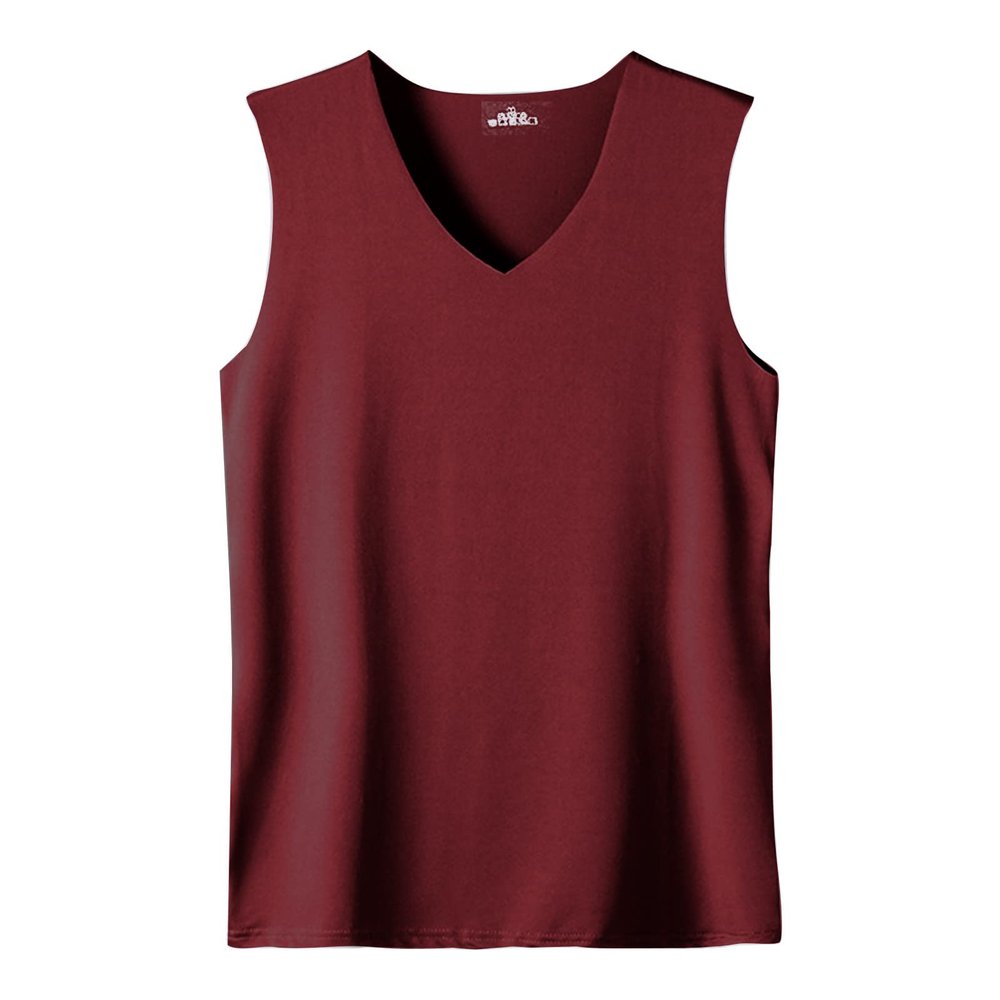 Ymosrh Tank Tops Men, Men's Tank Tops Tall Shirts for Men Sleeveless T-Shirt Summer Ice Silk Traceless Thin Breathable Color V-Neck Top White Tank Shirts Dry Fit Mens Tank Tops Big and A (4XL, Wine)