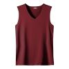 Ymosrh Tank Tops Men, Men's Tank Tops Tall Shirts for Men Sleeveless T-Shirt Summer Ice Silk Traceless Thin Breathable Color V-Neck Top White Tank Shirts Dry Fit Mens Tank Tops Big and A (4XL, Wine) view 1