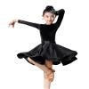 OTMYIGO Girl Latin Dance Dress Tango Salsa Dancewear Dress Ballroom Competition Party Stage Performance Practice Costumes,Black,3XS view 1