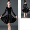 OTMYIGO Girl Latin Dance Dress Tango Salsa Dancewear Dress Ballroom Competition Party Stage Performance Practice Costumes,Black,3XS view 3