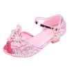 Children Shoes With Diamond Shiny Sandals Princess Shoes Bow High Heels Show Princess Shoes Boys' Loafers (Pink, 12 Little Child) view 1