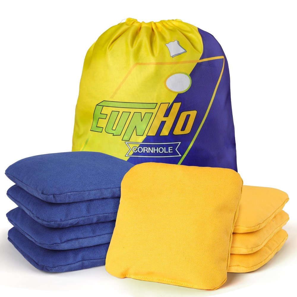 EunHo Dual Sided Cornhole Bags Regulation Set of 8 Professional Cornhole Bean Bags Slick and Stick for Tossing Game-All Weather