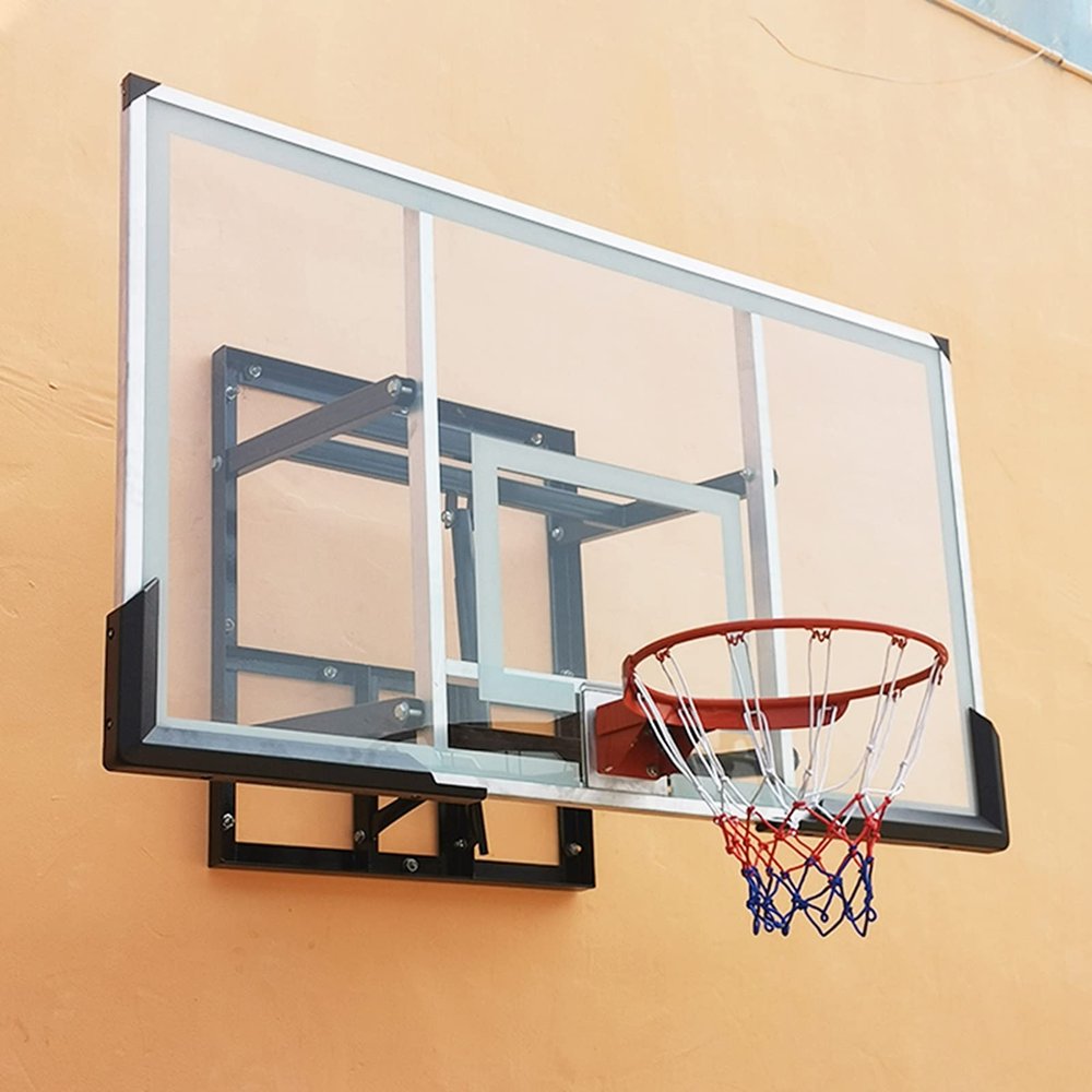 DAKAJA Adult Basketball Hoop Outdoor Wall Mount, Heavy Duty Basketball Rim and Net, 7.87ft - 10ft Manually Adjustable Height, Easy to Assemble