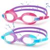 Starweh Kids Swim Goggles, 2 Pack Swimming Goggles No Leaking Anti Fog Kids Goggles for Boys Girls(Age 6-14), Purple & Pink view 1
