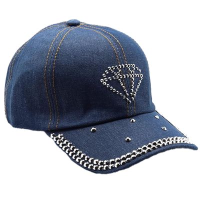 Forest & Twelfth Fashion Bling Baseball Cap Hat, Embellished with Crystal Rhinestones, Faux Gemstones, Embroidery (Diamond)