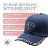 Forest & Twelfth Fashion Bling Baseball Cap Hat, Embellished with Crystal Rhinestones, Faux Gemstones, Embroidery (Diamond) view 2