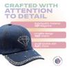 Forest & Twelfth Fashion Bling Baseball Cap Hat, Embellished with Crystal Rhinestones, Faux Gemstones, Embroidery (Diamond) view 4