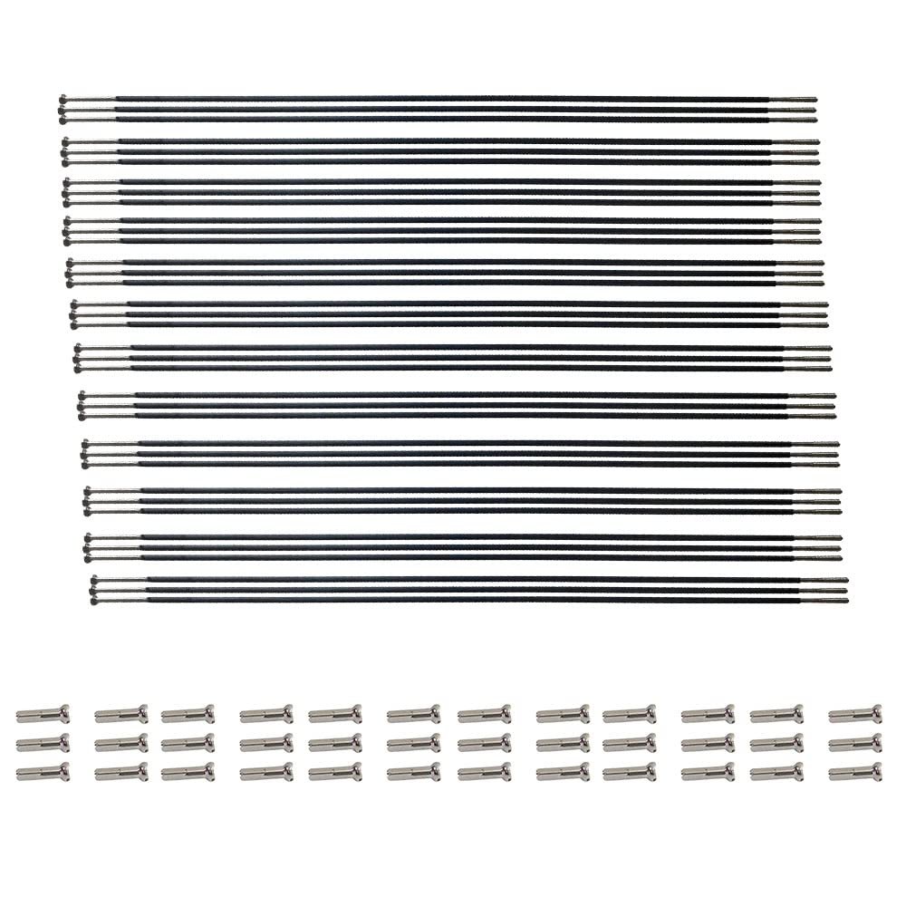 eforsit 36Pack 253mm Carbon Fiber Material Bicycle Spokes with Copper Caps Straight Pull Hub General Lightweight Spoke Road Bike Straight Flat Wheel Spokes Cycling Accessories for Mountain Bike/MTB
