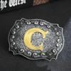 HUABOLA CALYN 2 Pieces Western Cowboy Belt Buckle Bolo tie Set for Men Golden Initial Letter ABCDMJR to Z Costume (C) view 2