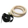 EVTSCAN Wooden Gymnastic Rings with Adjustable Straps - Children's Gymnastic Rings for Core Workout Crossfit Bodyweight Training(A) view 2