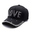 Forest & Twelfth Fashion Bling Baseball Cap Hat, Embellished with Crystal Rhinestones, Faux Gemstones, Embroidery (Love Black) view 1