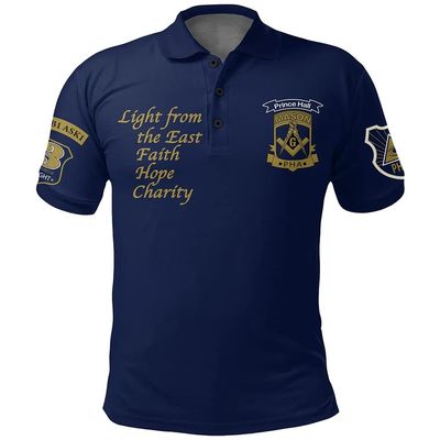 Summer Polo Shirt, Masonic Prince Hall Compass 3D Print Polo Shirt for Mens (Color : Blue, Size : XXXXXX-Large)